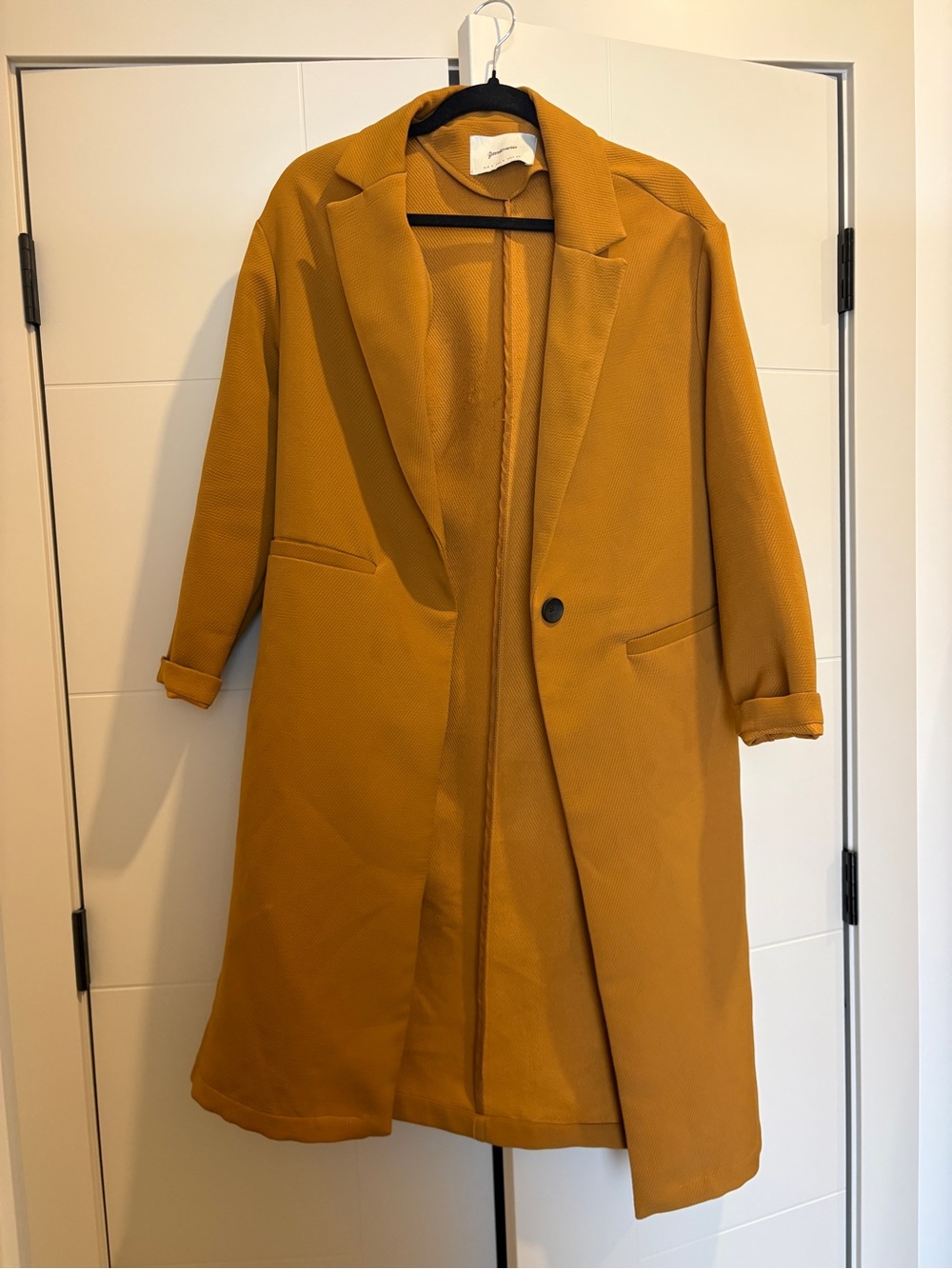 stradivarius Mustard Single-Button Longline Trench Coat